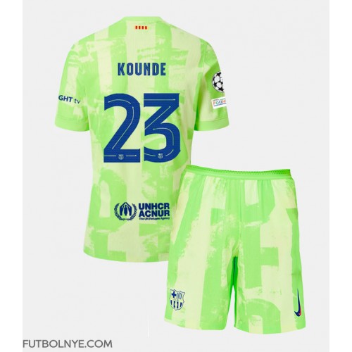 Camiseta Barcelona Jules Kounde #23 Tercera Equipación para niños 2024-25 manga corta (+ pantalones cortos)